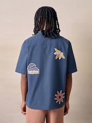 Navy Palm Print Short Sleeve Shirt - Image 2 of 8