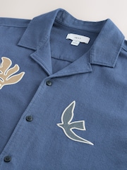 Navy Palm Print Short Sleeve Shirt - Image 7 of 8