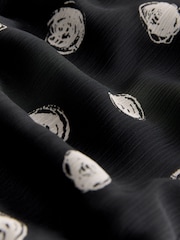 Black/White Spot Occasion Long Sleeve Wrap Midi Dress - Image 7 of 8