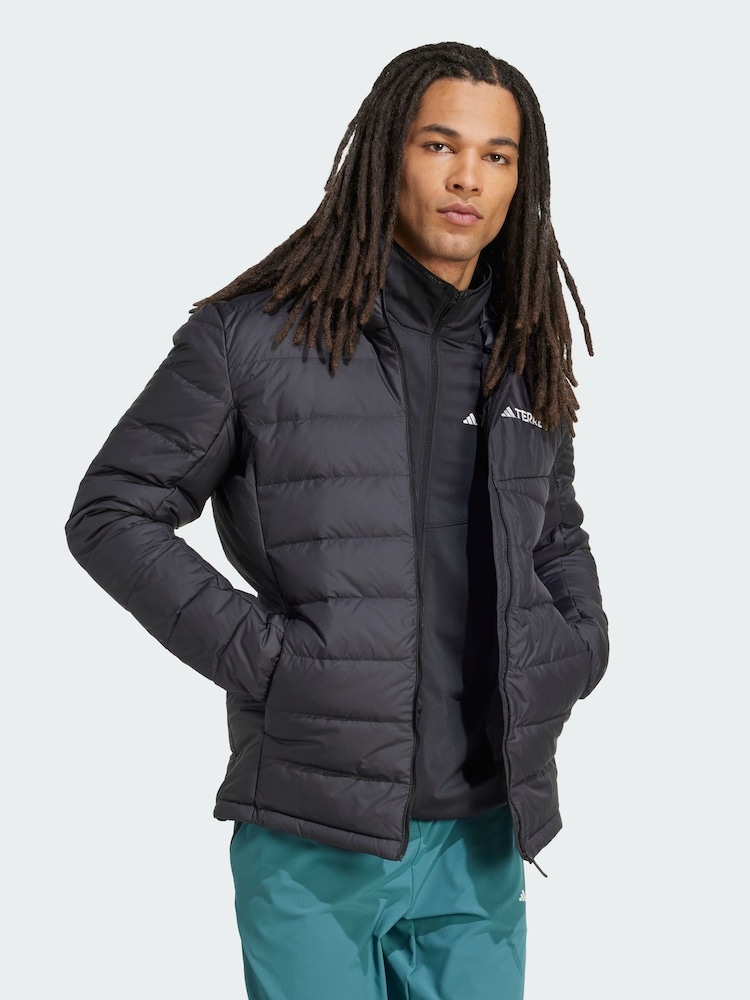 adidas Terrex Black Multi Light Down CLIMAWARM Hooded Jacket - Image 1 of 5 adidas Terrex Black Multi Light Down CLIMAWARM Hooded Jacket - Image 1 of 5