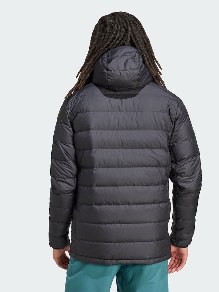 adidas Terrex Black Multi Light Down CLIMAWARM Hooded Jacket - Image 2 of 5 adidas Terrex Black Multi Light Down CLIMAWARM Hooded Jacket - Image 2 of 5