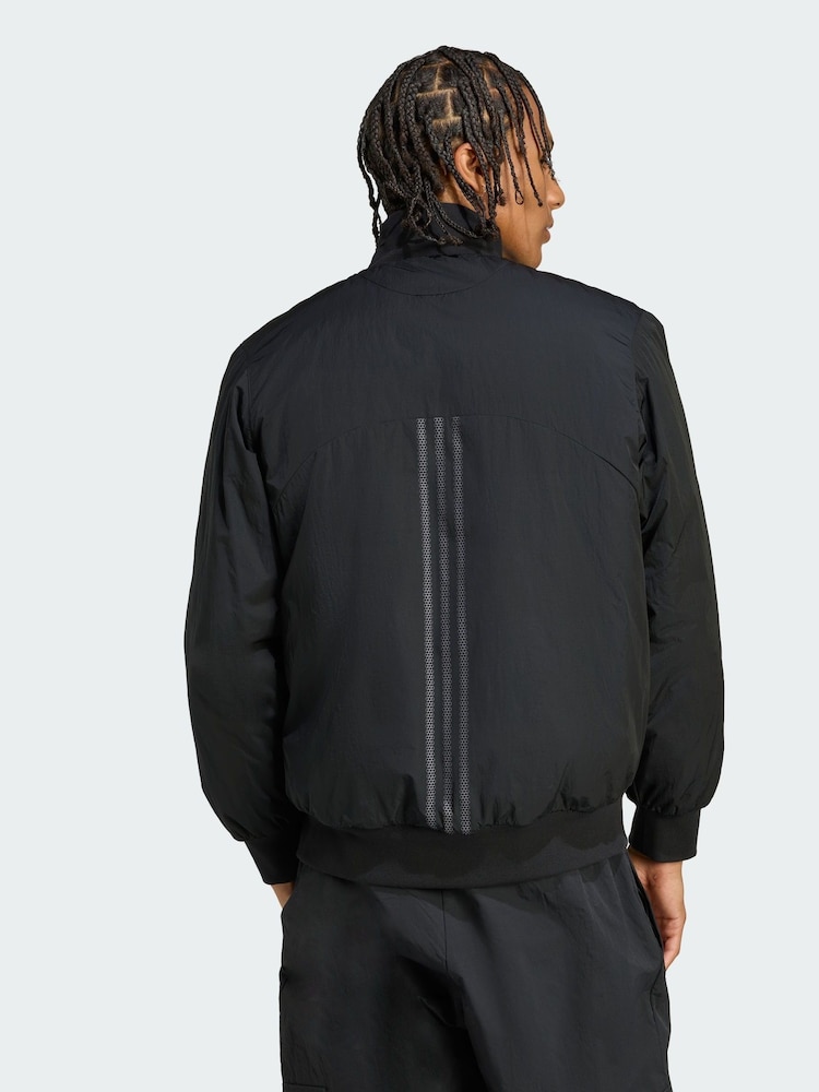 adidas Originals Black Oversized  Nylon Bomber Jacket - Image 2 of 5