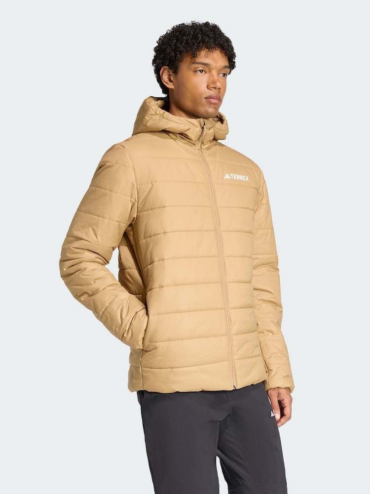 adidas Terrex Brown Multi Essentials CLIMAWARM Insulated Hooded Jacket - Image 1 of 5 adidas Terrex Brown Multi Essentials CLIMAWARM Insulated Hooded Jacket - Image 1 of 5