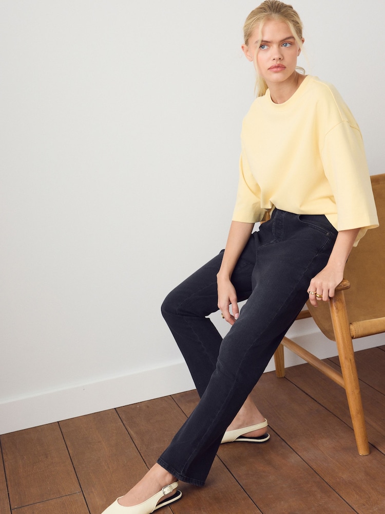 Preto lavado - Calça jeans cropped bootcut - Imagem 1 de 8