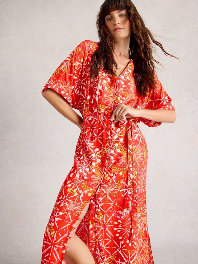 White Stuff Red Kiki Kimono Dress - Image 1 of 6