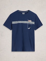 White Stuff Blue Abersoch Graphic In the Ocean T-Shirt - Image 5 of 6