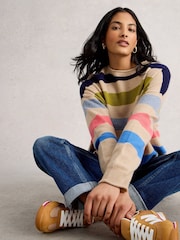 White Stuff Natural Kitty Stripe Cashmere Jumper - Image 1 of 6