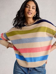 White Stuff Natural Kitty Stripe Cashmere Jumper - Image 3 of 6