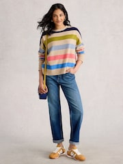 White Stuff Natural Kitty Stripe Cashmere Jumper - Image 4 of 6