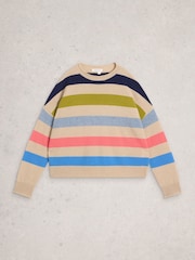 White Stuff Natural Kitty Stripe Cashmere Jumper - Image 6 of 6