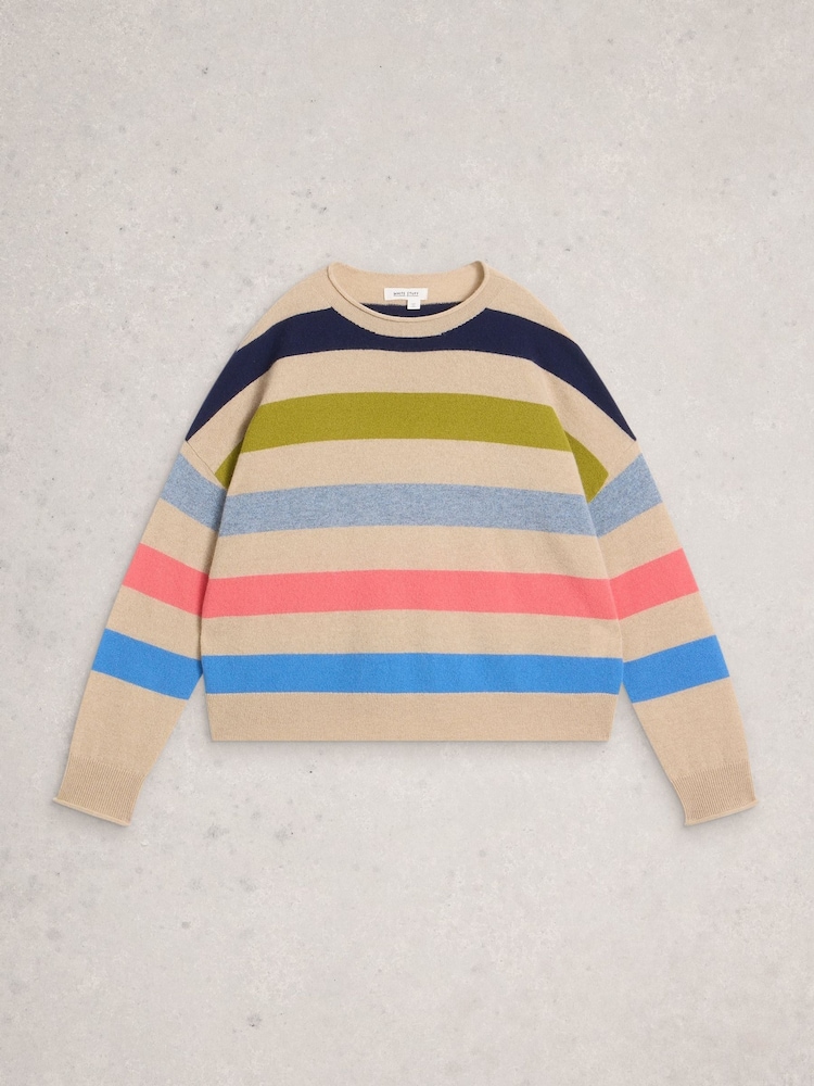 White Stuff Natural Kitty Stripe Cashmere Jumper - Image 6 of 6