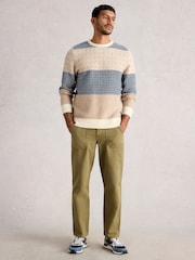White Stuff Blue Fair Isle Pattern Multi Crew Neck Jumper - Image 1 of 6