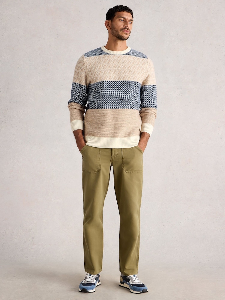White Stuff Blue Fair Isle Pattern Multi Crew Neck Jumper - Image 1 of 6