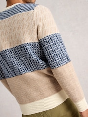 White Stuff Blue Fair Isle Pattern Multi Crew Neck Jumper - Image 4 of 6