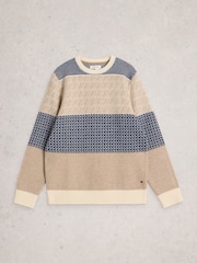 White Stuff Blue Fair Isle Pattern Multi Crew Neck Jumper - Image 5 of 6