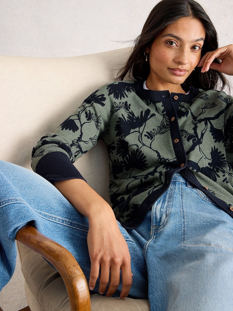 White Stuff Green Lulu Print Cardigan - Image 2 of 6 White Stuff Green Lulu Print Cardigan - Image 2 of 6