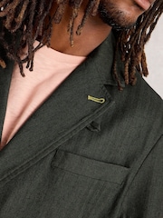 White Stuff Green Herringbone Blazer - Image 3 of 6