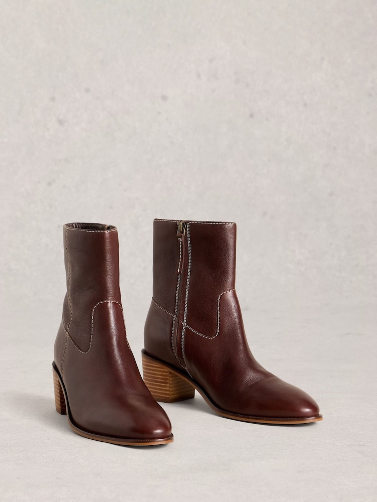 White Stuff Brown Izzy Block Heel Ankle Boots - Image 2 of 4 White Stuff Brown Izzy Block Heel Ankle Boots - Image 2 of 4
