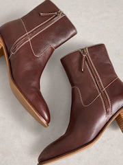 White Stuff Brown Izzy Block Heel Ankle Boots - Image 3 of 4