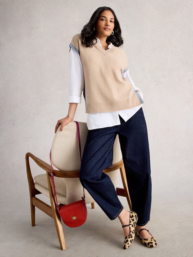 White Stuff Natural Cashmere V-Neck Tank - Image 1 of 6