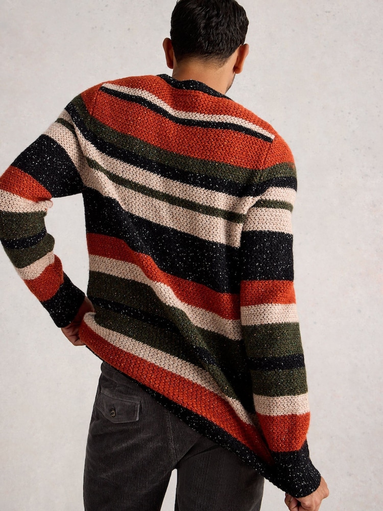 White Stuff Orange Berkley Crew Neck Stripe Jumper - Image 2 of 6