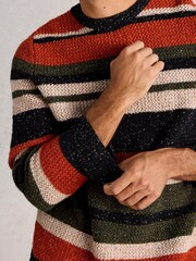 White Stuff Orange Berkley Crew Neck Stripe Jumper - Image 4 of 6
