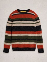 White Stuff Orange Berkley Crew Neck Stripe Jumper - Image 5 of 6