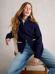 White Stuff Blue Betty Bomber Cardigan - Image 1 of 6