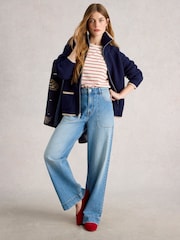 White Stuff Blue Betty Bomber Cardigan - Image 4 of 6