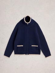 White Stuff Blue Betty Bomber Cardigan - Image 5 of 6