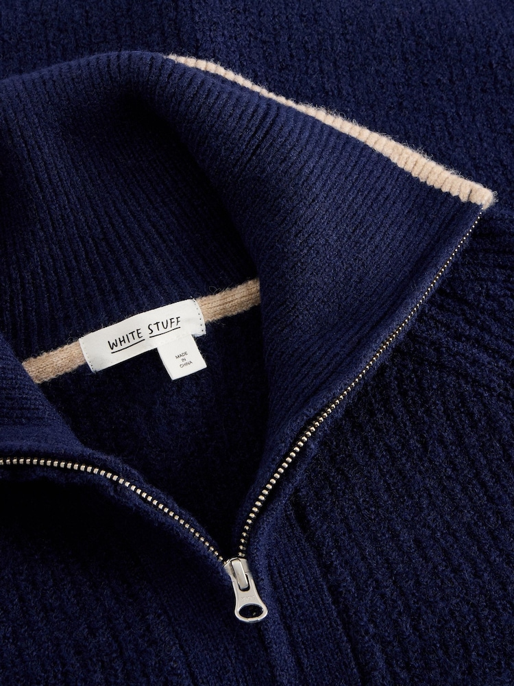 White Stuff Blue Betty Bomber Cardigan - Image 6 of 6