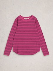 White Stuff Purple Clara Stitch T-Shirt - Image 1 of 2