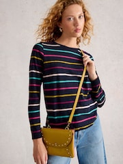 White Stuff Blue Clara Stripe Long Sleeve T-Shirt - Image 1 of 6
