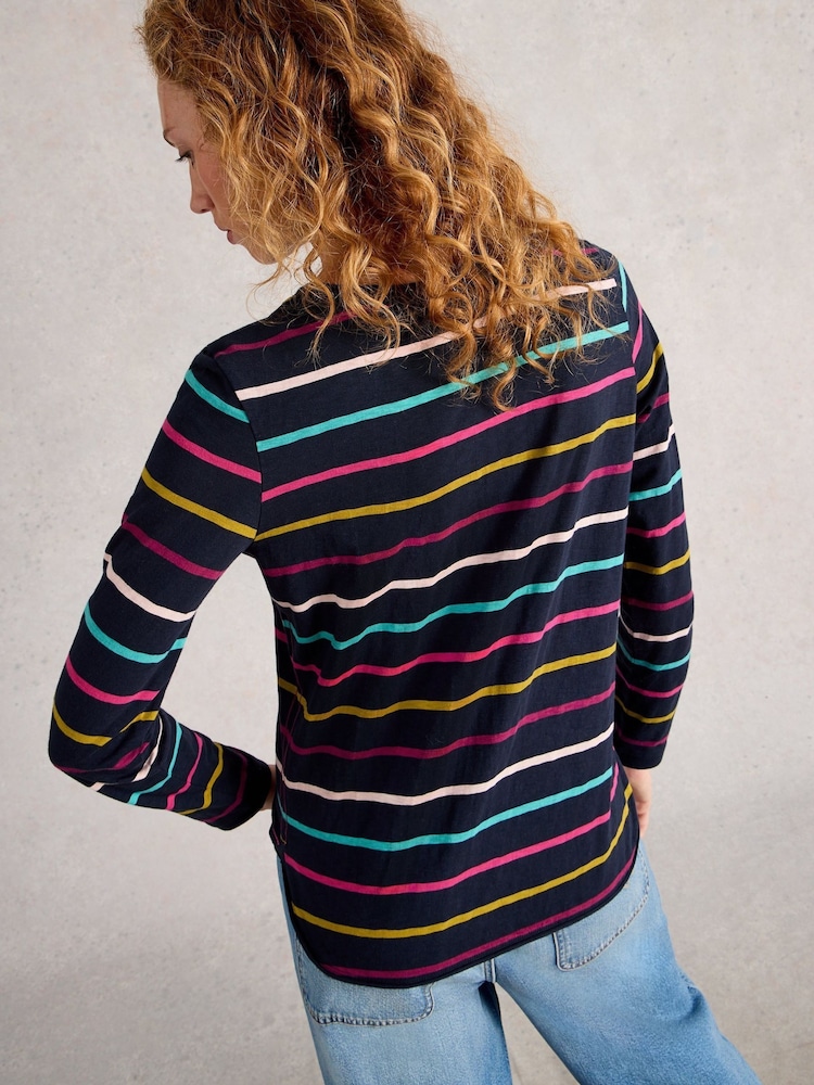 White Stuff Blue Clara Stripe Long Sleeve T-Shirt - Image 2 of 6 White Stuff Blue Clara Stripe Long Sleeve T-Shirt - Image 2 of 6