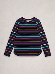 White Stuff Blue Clara Stripe Long Sleeve T-Shirt - Image 5 of 6
