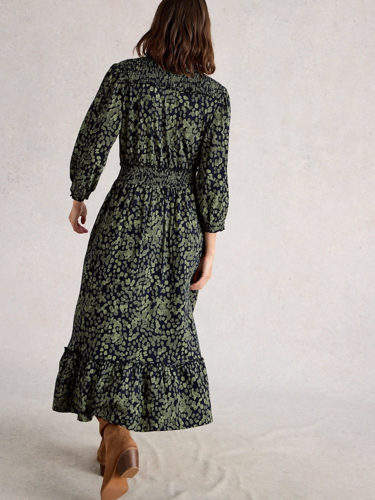 White Stuff Green Jonie Shirred Dress - Image 2 of 6