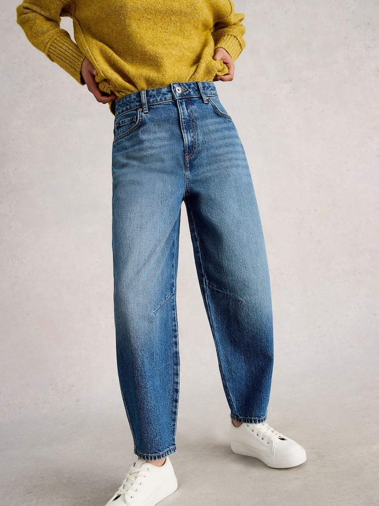 White Stuff Blue Aubrey Barrel Leg Jeans - Image 1 of 4