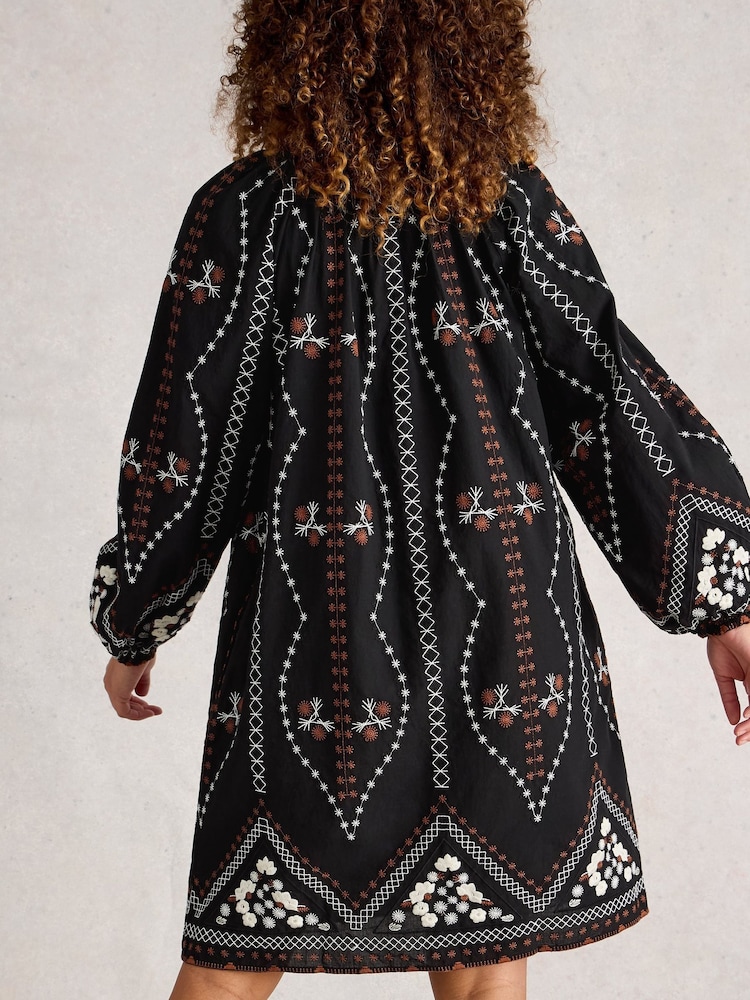 White Stuff Black Aurora Embroidered Dress - Image 2 of 6