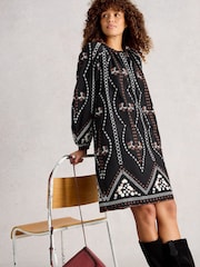 White Stuff Black Aurora Embroidered Dress - Image 3 of 6