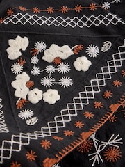White Stuff Black Aurora Embroidered Dress - Image 6 of 6