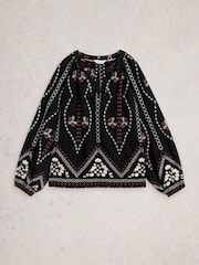 White Stuff Black Aurora Embroidered Top - Image 5 of 6