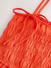 Orange Square Neck Shirred Strappy Mini Dress - Image 7 of 7