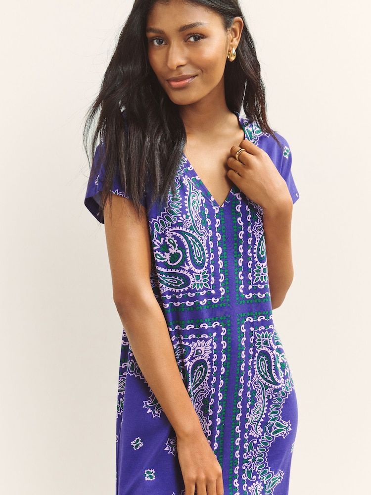 bandana print mini dress Buy Purple Bandana Print Cotton Cap Sleeve V-Neck Mini Dress from Next USA