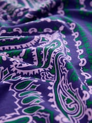 Purple Bandana Print Cotton Cap Sleeve V-Neck Mini Dress - Image 6 of 7