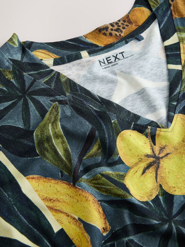 Floral Print Cotton Cap Sleeve V-Neck Mini Dress - Image 2 of 3