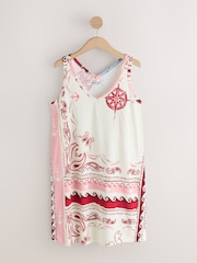 Pink Print Sleeveless V-Neck Slouch Dress - Image 1 of 3