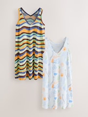 プリント入り - Sleeveless V-Neck Slouch Dresses 2 Pack - 画像 1 / 9