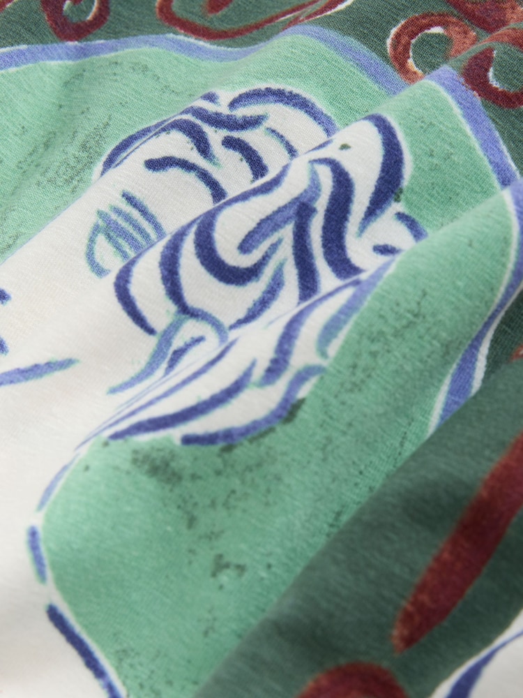 Oranžová/grafická - Žerzejové maxi šaty s hlubokým výstřihem na zádech - Obrázek 10 z 10