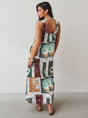 Orange/Graphic Scoop Back Jersey Maxi Dress - Image 2 of 5