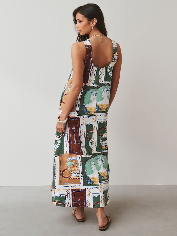 Orange/Graphic Scoop Back Jersey Maxi Dress - Image 2 of 5